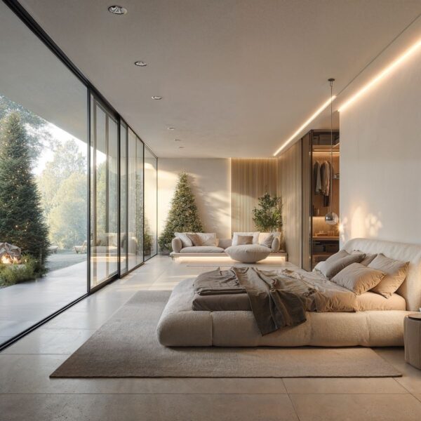 Turnkey bespoke furniture solutions for luxury italian minimalism villa residence design bedroom room2 Elevate Contemporary Luxury Villa Living