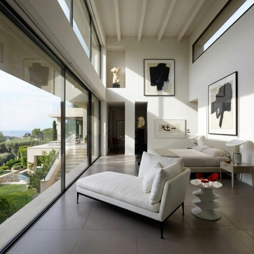 Red chaise lounge