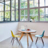 round wooden table and chairs
