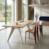 trapezoidal leg dining table