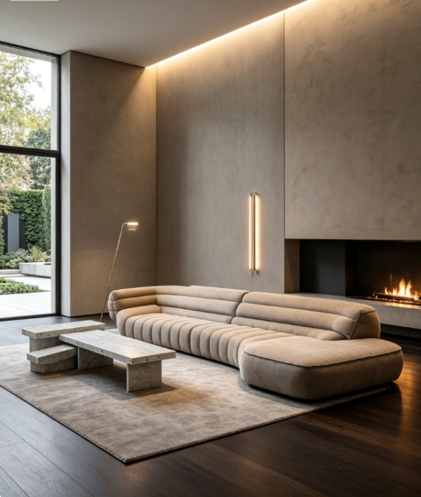 0b49f957-da0b-4b5f-ac88-dd0d38c42a36 Organic Modern Modular Sofa | Quiet Luxury Villa Interior