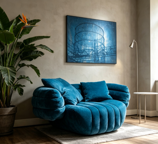 257fc0b4-149b-4a28-9e62-410dc552b06b Sculptural Italian Leather Sofa for Designer Residences