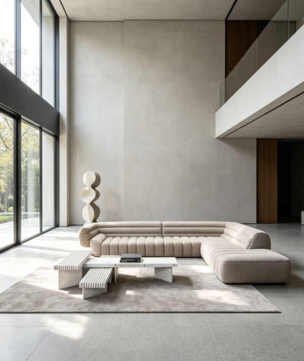26395e56-47ea-4ecf-baae-add7be789f94 Organic Modern Modular Sofa | Quiet Luxury Villa Interior