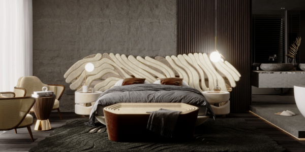 Bespoke Upholstered Bed for Contemporary Luxury Villa Bedrooms