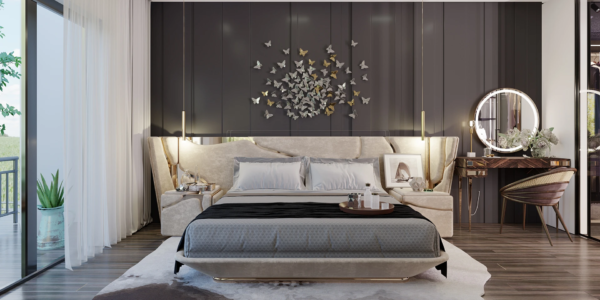 Bespoke Upholstered Bed for Contemporary Luxury Villa Bedrooms