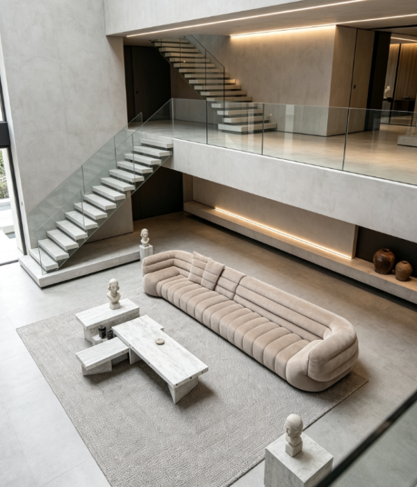 61594272-b67e-46e7-87ca-711dd0bdc8f3 Organic Modern Modular Sofa | Quiet Luxury Villa Interior