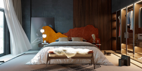 Bespoke Upholstered Bed for Contemporary Luxury Villa Bedrooms
