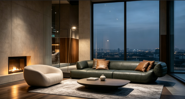 ca16789c-a9c2-4d12-a34d-0527cd6dbf02 Sculptural Italian Leather Sofa for Designer Residences
