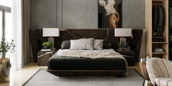 Bespoke Upholstered Bed for Contemporary Luxury Villa Bedrooms