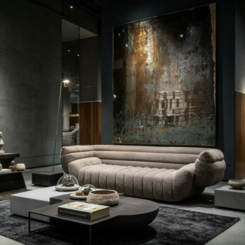 e5a07088-07fa-48d6-8659-1d0b43659be4 Sculptural Italian Leather Sofa for Designer Residences