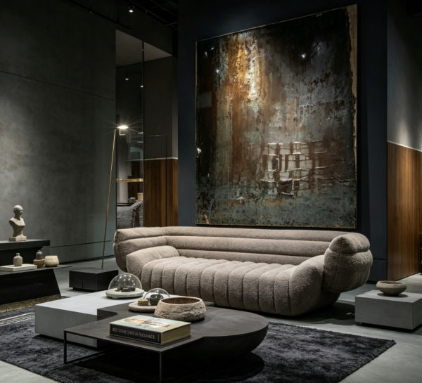 e5a07088-07fa-48d6-8659-1d0b43659be4 Sculptural Italian Leather Sofa for Designer Residences