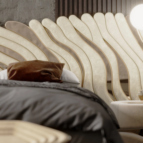 Bespoke Upholstered Bed for Contemporary Luxury Villa Bedrooms