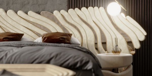Bespoke Upholstered Bed for Contemporary Luxury Villa Bedrooms